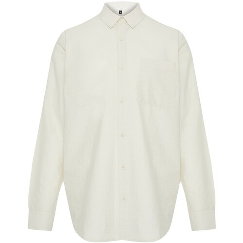Trendyol Ecru Men's Oversize Fit Textured Fabric Shirt Shirt Slike