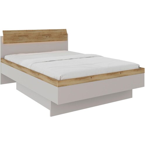 XORA POSTELJA 140 cm x 200 cm , les, leseni material barve hrasta, svetlo siva Cene