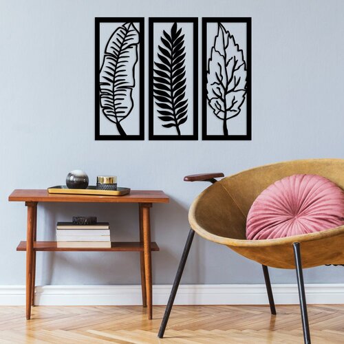 Wallity Zidna dekoracija Leaf, 70x55 cm, 1.5 mm, Crna Slike