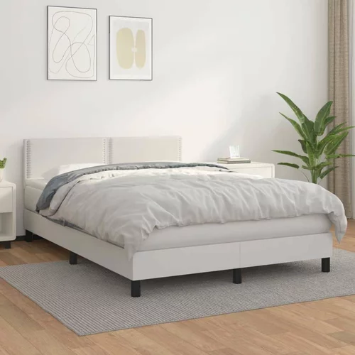  Box spring postelja z vzmetnico bel 140x190 cm umetno usnje, (20900515)
