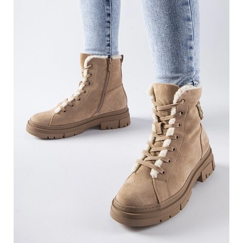 Gemre Pompei insulated beige ankle boots made of eco-suede Cene