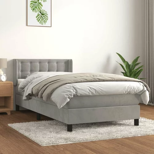 Box spring postelja z vzmetnico svetlo siva 80x200 cm žamet, (20723280)