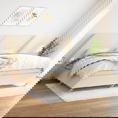 The Living Store Box spring postelja z vzmetnico krem 200x200 cm blago - Box Spring Postelja, (21514488) Cene