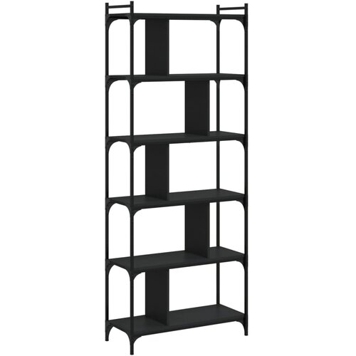 VidaXL Knjižna omara 6-nadstropna črna 76x32x192 cm inženirski les, (20978166) Slike