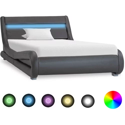  za krevet od umjetne kože s LED svjetlom sivi 100x200 cm