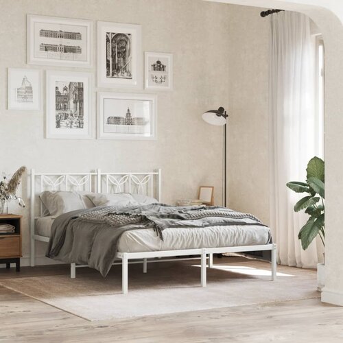 Metalni okvir za krevet s uzglavljem bijeli 135x190 cm Cene