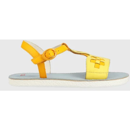 Camper Otroški usnjeni sandali rumena barva