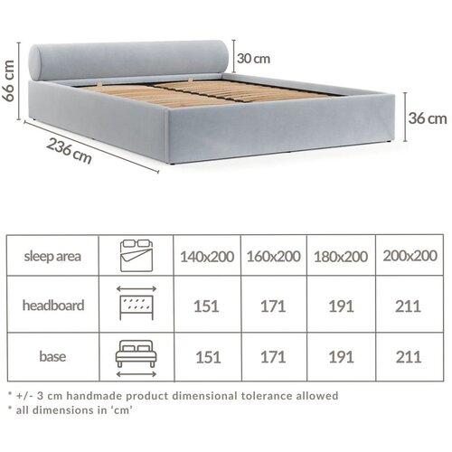 Maison de R&amp;ecirc;ve Svetlo siva oblazinjena zakonska postelja s prostorom za shranjevanje z letvenim dnom 180x200 cm Solvo &amp;ndash; Slike