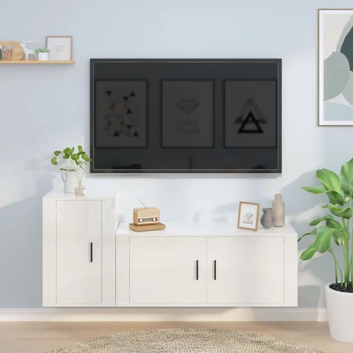 vidaXL 2-dijelni set TV ormarića sjajni bijeli drveni