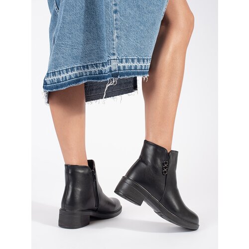 Shelvt Black classic women&amp;#039;s low-heeled ankle boots Slike