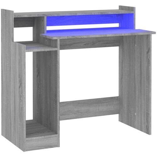 Maison Chic Pisalna miza - pisarniška miza - Računalniška miza z LED lučkami siva sonoma 97x45x90 cm inž. les, (21785718) Cene