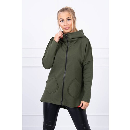Kesi Insulated sweatshirt with longer back and pockets khaki Slike
