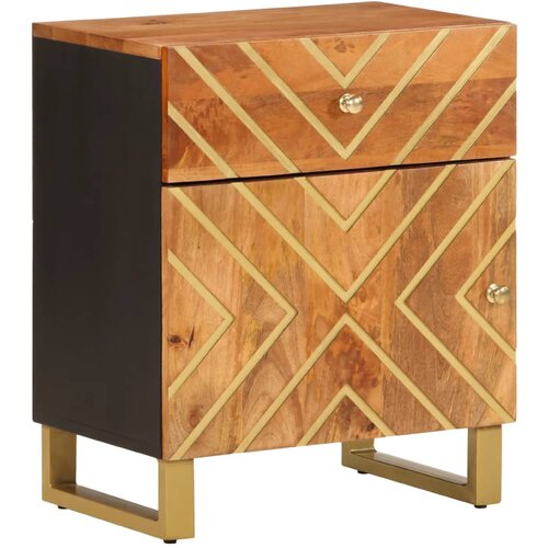 Maison Chic Nočna omarica - Nočna miza rjava in črna 50x33x60 cm trden mangov les, (21687944) Slike