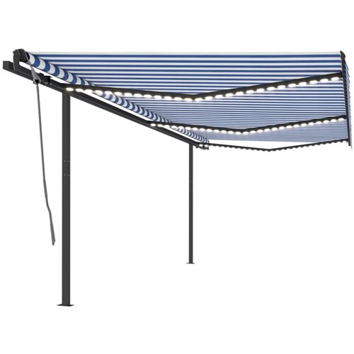 vidaXL Avtomatska tenda LED + senzor 6x3,5 cm modra in bela Cene