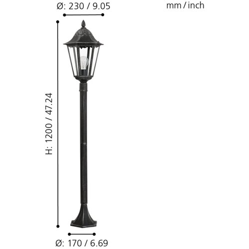 Eglo navedo spoljna podna lampa/1, e27, crna/srebrna Slike