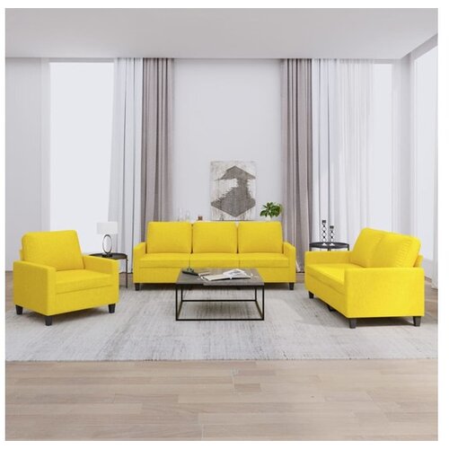 VidaXL 3-dijelni set sofa s jastucima svjetložuti od tkanine Slike