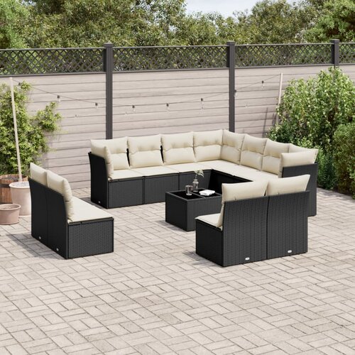  12-dijelni set vrtnih sofa od poliratana s jastucima crni Cijene