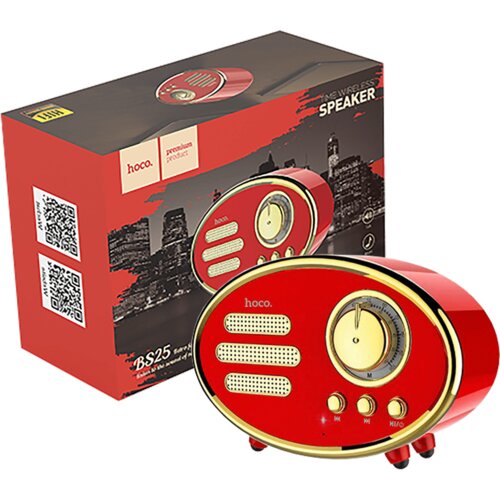 hoco. Hoco Zvučnik bežični, Bluetooth,retro, 1200 mAh, 5 h, 5 W - BS25 Time, Crveni Cijene