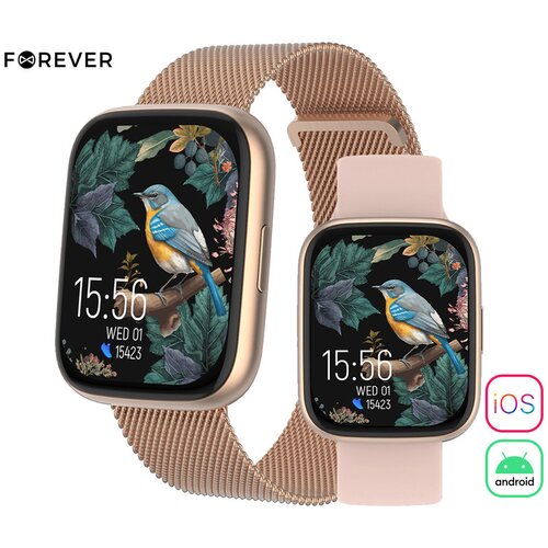 Forever ForeVigo 4 SW-330 pametna ura, AMOLED, BT 5.4, klicanje, aplikacija, 2 pa&amp;scaron;čka, IP68, roza zlata (Rose Gold), (5000072449) Slike