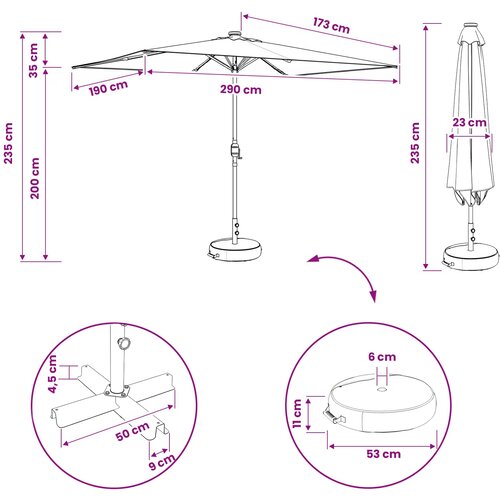  Suncobran za vrt s LED svjetlima i postoljem 200 x 300 cm Slike