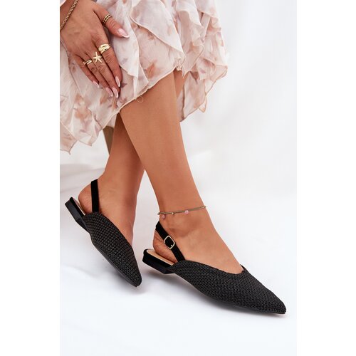 Boto Ballet Flats With Braiding And Pointed Toes Black Hefion Cene