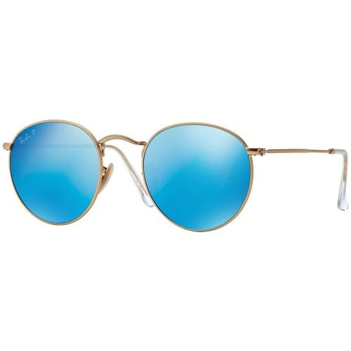 Ray-ban Round Metal Flash Lenses RB3447 112/4L Polarized XL (53) Zlata/Modra Slike