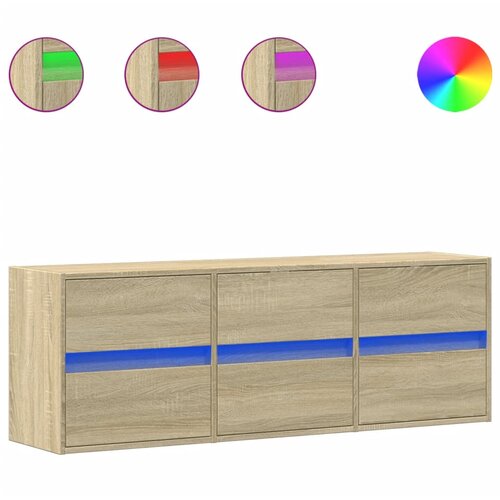 Maison Chic Stenska TV omarica - TV stojalo - Televizijska omarica z LED lučkami sonoma hrast 130x31x45 cm, (21702053) Cene