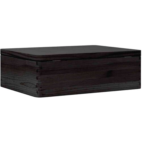 VidaXL Drvena kutija s poklopcem crna 40x30x13 cm puno drvo bor Slike