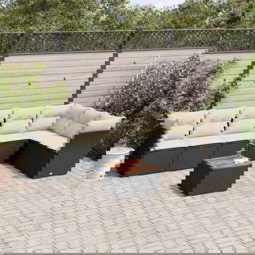 vidaXL 8-dijelni set vrtnih sofa od poliratana s jastucima crni Cijene