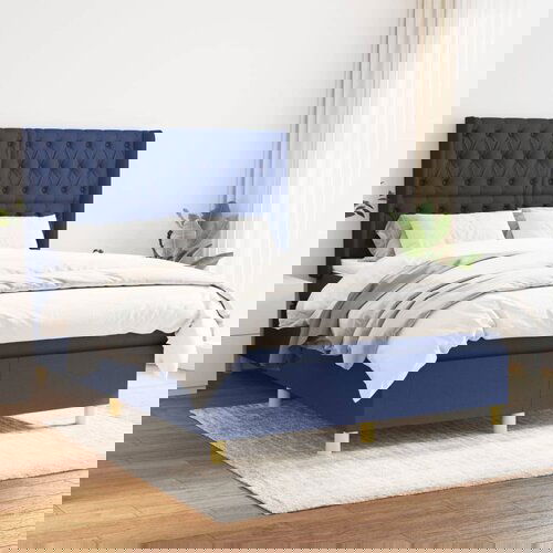  The Living Store Box spring postelja z vzmetnico modra 140x200 cm blago - Box Spring Postelja, (21439940) Slike