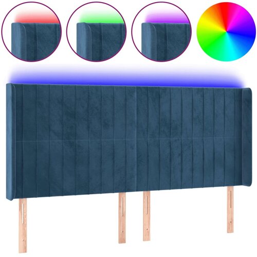 Maison Chic led posteljno vzglavje - vzglavna omarica - nočna omarica temno modro 203x16x118/128 cm žamet, (21708996) Slike