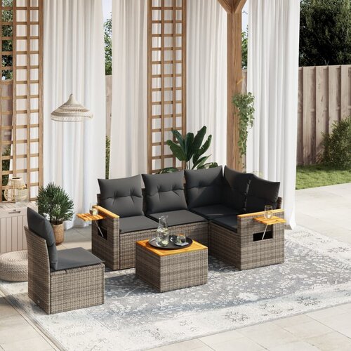 vidaXL 6-dijelni set vrtnih sofa od poliratana s jastucima sivi Cijene