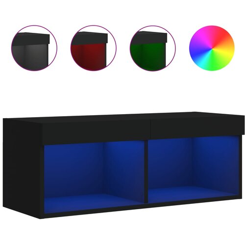 Maison Chic TV omarica - TV stojalo - Televizijska omarica z LED lučmi črna 80x30x30 cm, (21699344) Cene