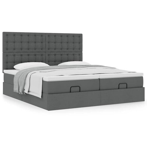 vidaXL Otomanski posteljni okvir z vzmetnicami siv 200x200 cm blago Cene