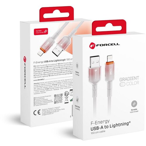 forcell F-ENERGY C353 kabl USB A na Lightning 2,4 A 12W gradijent 1 m beli Cene
