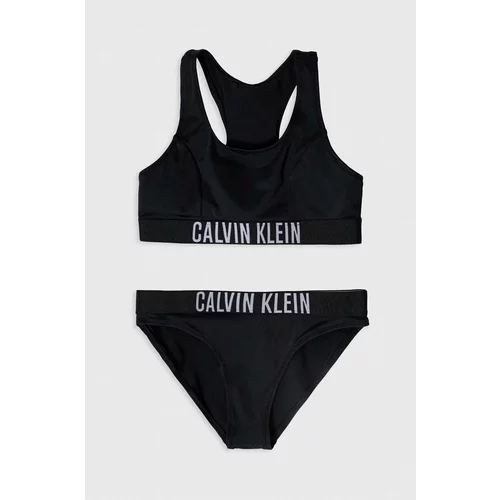 Calvin Klein Jeans Dvodelne otroške kopalke črna barva