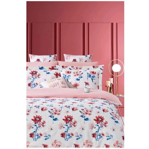 Mila Home Bijela/ružičasta posteljina za bračni krevet/za produženi krevet od renforce pamuka s uključenom plahtom/4-dijelna 200x220 cm &amp;ndash; Slike