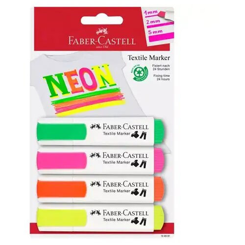 Faber-Castell Faber-Castell: 4-delni komplet tekstilnih flomastrov v neon barvah Cene