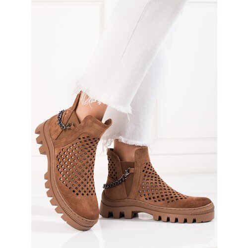 Marka niezdefiniowana Openwork women&amp;#039;s boots Potocki Brown Slike