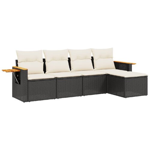 Maison Chic Seti vrtnega pohi&amp;scaron;tva - Vrtna garnitura - Vrtni pohi&amp;scaron;tvo set 5-delna z blazinami črn poli ratan, (21815541) Slike