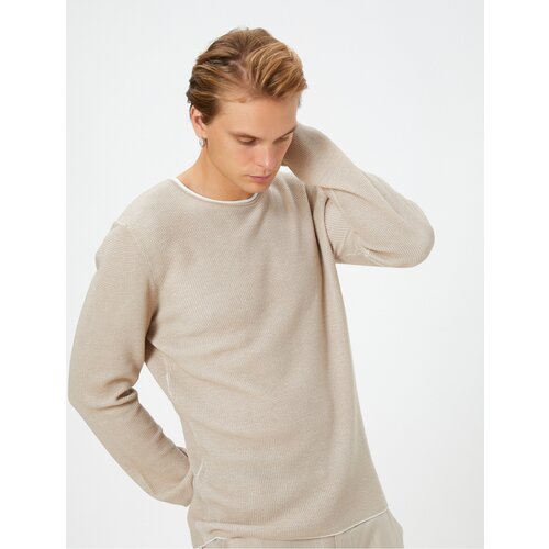 Koton Knitwear Sweater Crew Neck Textured Slim Fit Long Sleeved Slike