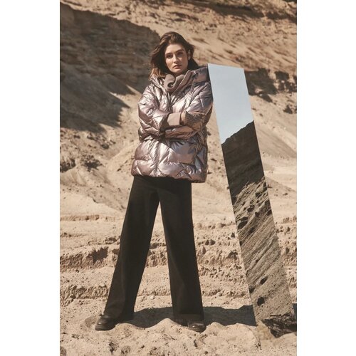 Marisse Raspberry Metallic Quilted Jacket Slike