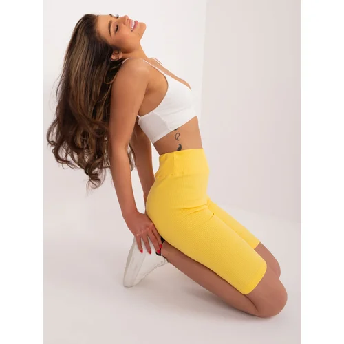 Fashion Hunters Yellow basic ribbed cycling shorts