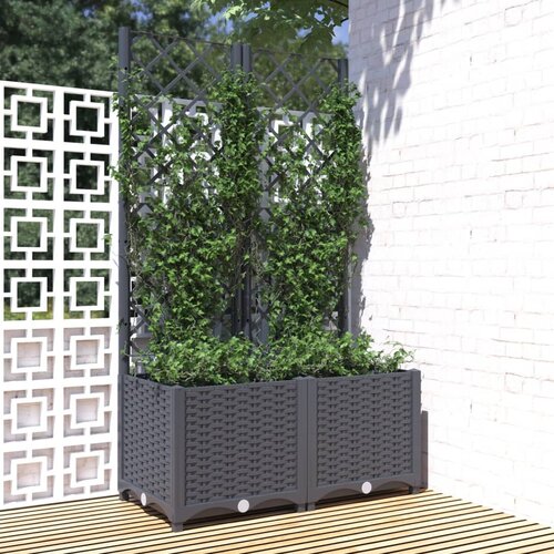 vidaXL Vrtna sadilica s rešetkom tamnosiva 80 x 40 x 136 cm PP Cijene