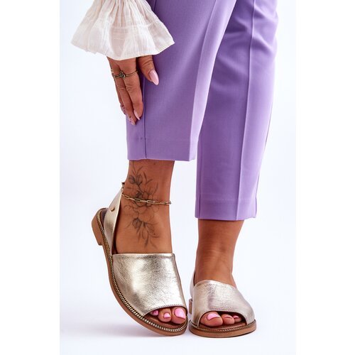 Kesi leather sandals Golden Alivia Cene