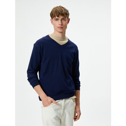 Koton V-Neck Sweater Knitwear Slim Fit Long Sleeve Cene