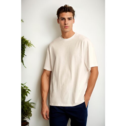 Dewberry 75226 Mens Oversized Fit Crew Neck T-Shirt-STONE Slike