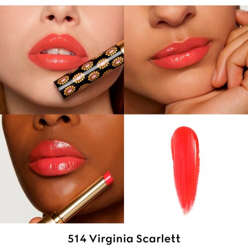 Gucci Beauty Rouge de Beaut&amp;eacute; Brillant vlažilna &amp;scaron;minka odtenek 514 Virginia Scarlett 1.8 g Slike