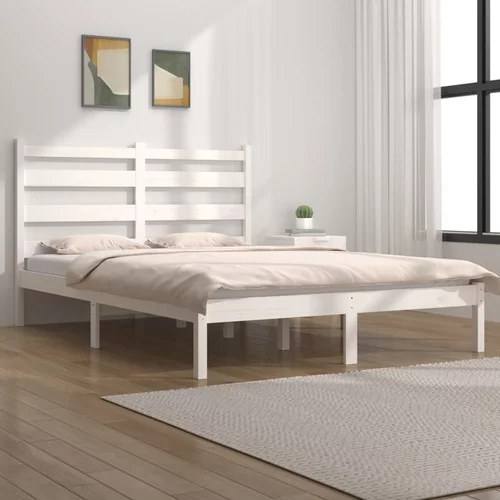  Okvir za krevet od masivne borovine bijeli 140 x 190 cm