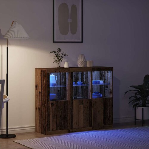  LED komoda 3 pcs Staro drvo 123 x 37 x 100 cm Konstruirano drvo Slike